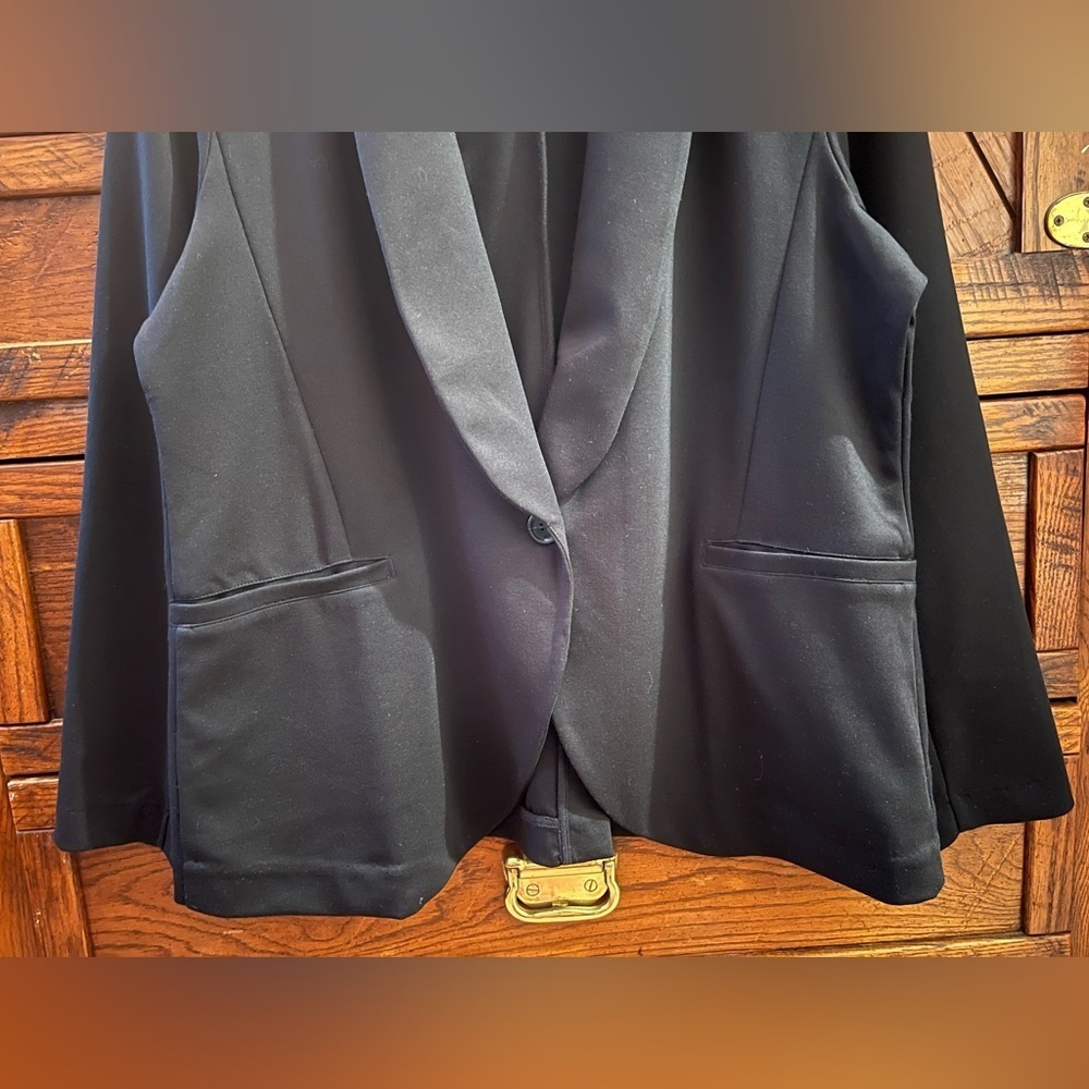 NEW Banana Republic Black Slim Shawl Collar Knit Blazer Sz XL Stretch Workwear - Picture 7 of 13